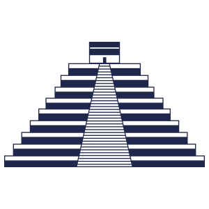 This is a dark blue tinged step pyramid icon.
